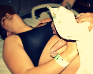 The moment of bliss, captured by one of the nurses for me.